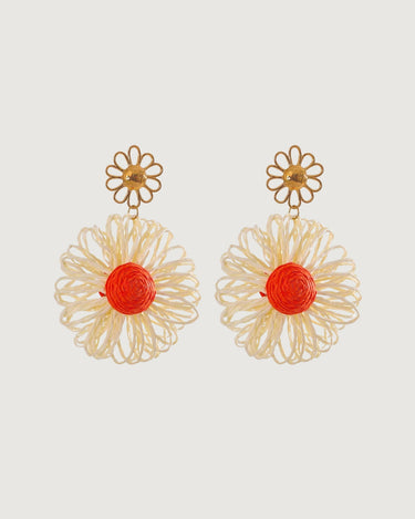 HANDMADE RAFFIA FLOWER EARRINGS - STUDIO JO STORE